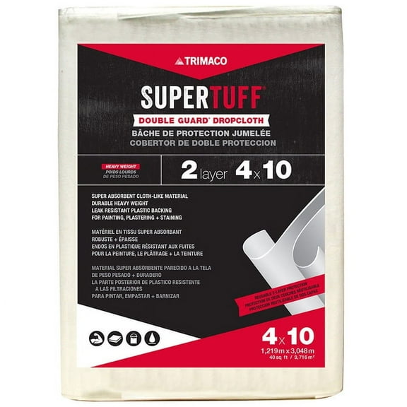 12-Pack of 4' x 10' Trimaco 262 Double Guard Two Layer Heavy Duty Dropcloth