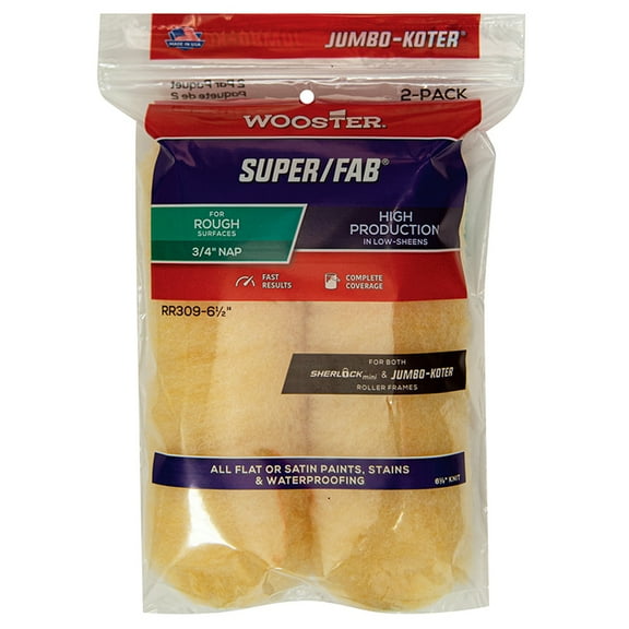 12 Pack of 6-1/2″ x 3/4″ Nap Wooster Brush Company RR309 Jumbo-Koter Super/Fab Mini-Roller Cover, 2-Pack
