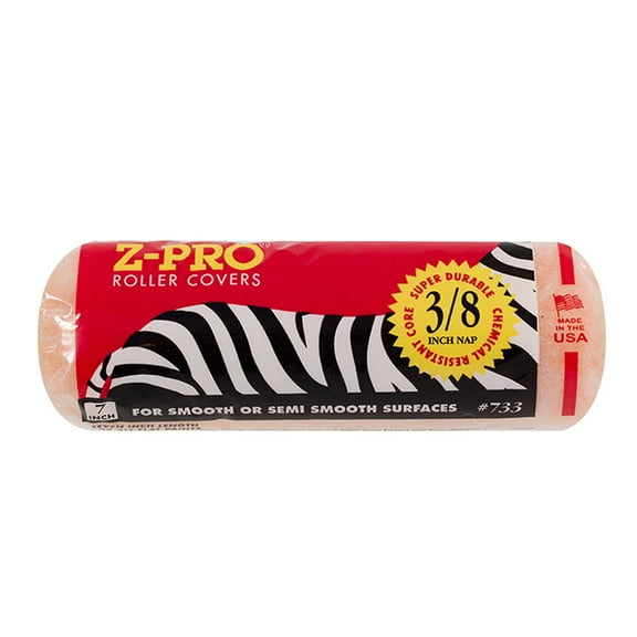 12-Pack of 7” x 3/8” Nap Premier 733Z Zebra Semi-Smooth Surface Roller Cover, Polyester