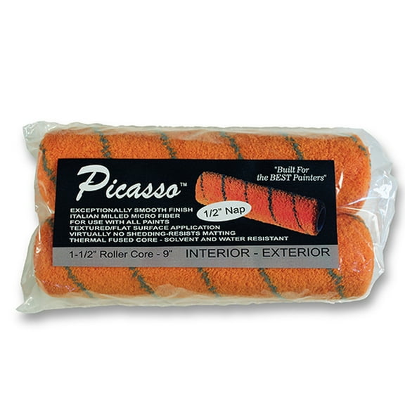 12-Pack of 9” x 1/2” Nap Proform PIC-ROL-1/2-2PK Picasso Microfiber Roller Cover 2-Pack
