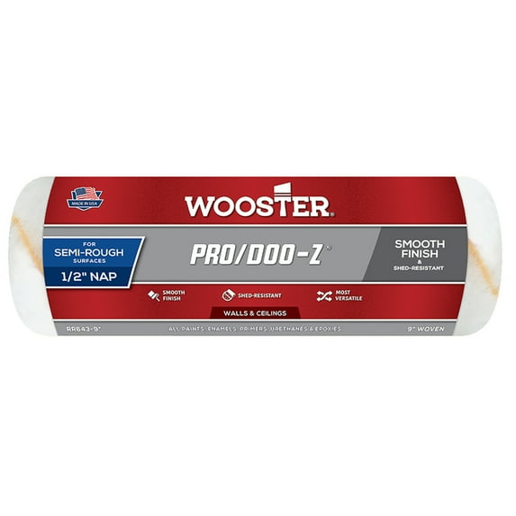 12 Pack of 9 x 1/2 Nap Wooster Brush Company RR643 Pro/Doo-Z Professional Roller Cover