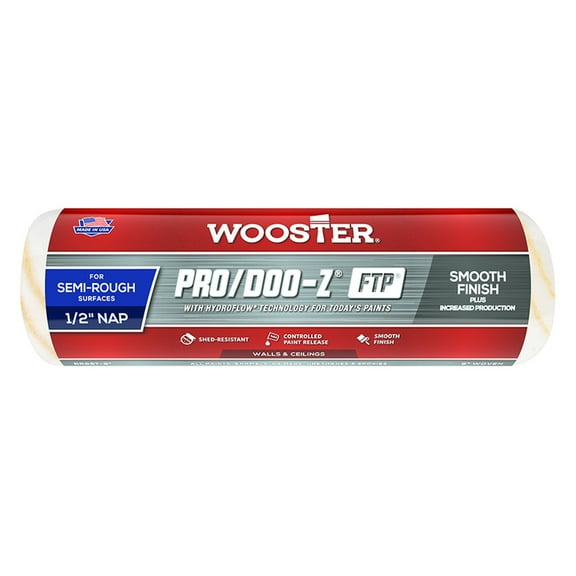 12 Pack of 9″ x 1/2″ Nap Wooster Brush Company RR667 Pro/Doo-Z, FTP No-Shed Roller Cover
