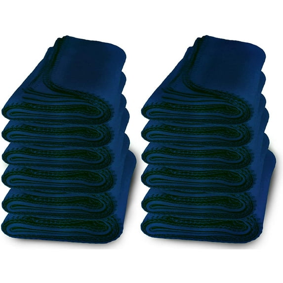 12 Pack of Bulk Soft Fleece Blankets 50 X 60, Heavy Weight, Cozy Warm Throw Blanket Sofa Travel Outdoor, Wholesale (50 X 60, 12 Pack Navy Blue)