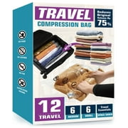 12 Pack of Compression Bags for Travel, Vacuum Packing Space Saver Zipper Bags, Travel Essentials Compression Bags, for Cruise Travel Accessories