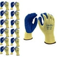 thumbnail image 1 of 12-Pack of Cordova 3894L Cor-Grip Work Gloves, 10-Gauge, Yellow Poly/Cotton Shell, Blue Latex Palm Coating, Large, 1 of 5
