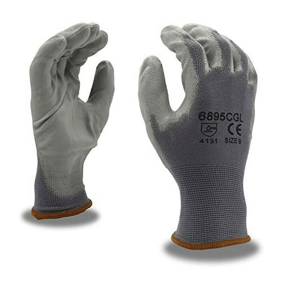 12-Pack of Cordova 6895CGXXS Standard Work Gloves, 13-Gauge, Gray Nylon Shell, Gray Polyurethane Palm Coating, XX-Small