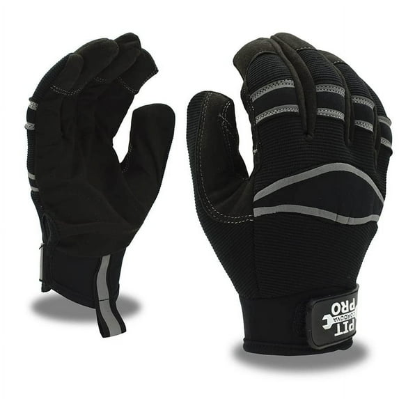 12-Pack of Cordova 77174 Pit Pro Activity Glove Work Gloves, Black Synthetic Leather Palm, Black Spandex Back, Hook & Loop Closure, X-Large