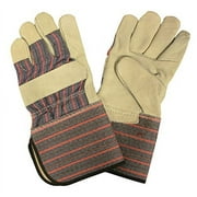 12-Pack of Cordova 8315L Standard Grain Leather Palm Work Gloves, Striped Canvas Back, Rubberized Gauntlet Cuff, Large