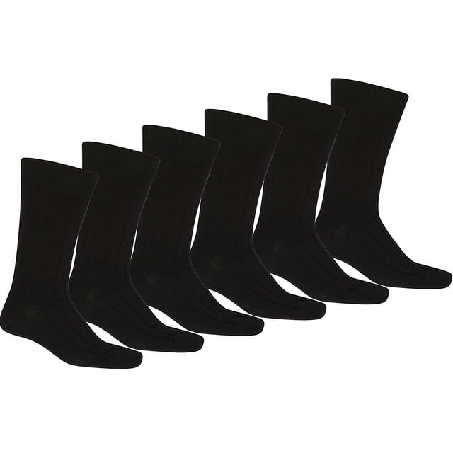 12 Pack of Daily Basic Men Black Solid Plain Dress Socks (10-13 ...