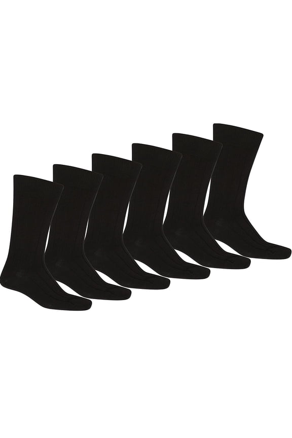 12 Pack of Daily Basic Men Black Solid Plain Dress Socks (10-13)