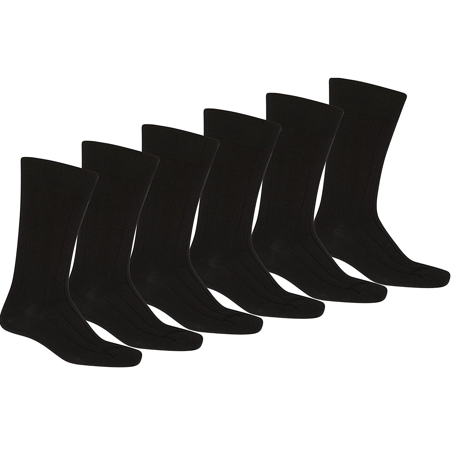 12 Pack of Daily Basic Men Black Solid Plain Dress Socks (9-11)