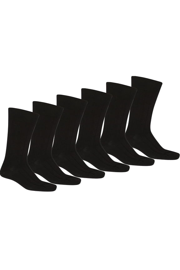 12 Pack of Daily Basic Men Black Solid Plain Dress Socks (9-11)