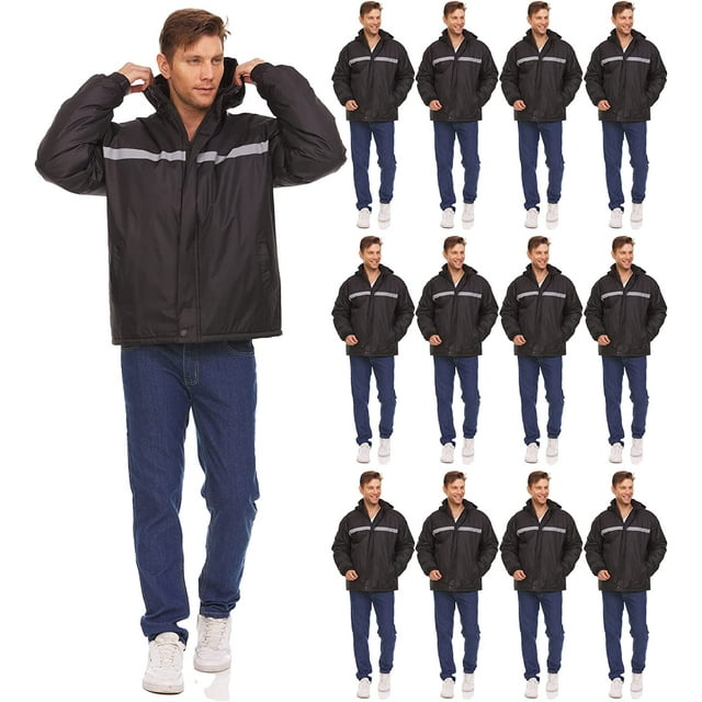 12 Pack of Mens Jackets Winter Coats in Bulk, Hooded Jacket for Men