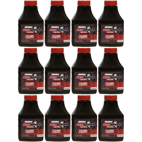 12 Pack of Shindaiwa Red Armor 2-Stroke Engine Oil 2.6 oz Bottle 50:1 Mix for 1 Gallon 83001S-12PK