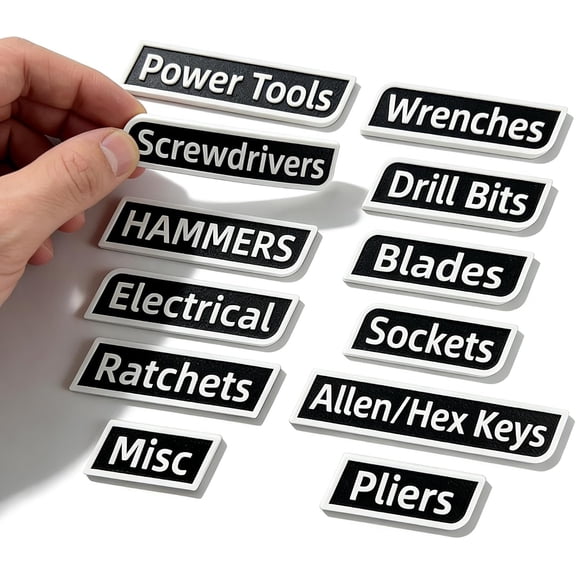 12 Pack of  Toolbox Labels, -Printed Tool Box Labels, General Tool Box Organize Accessories,  Labels