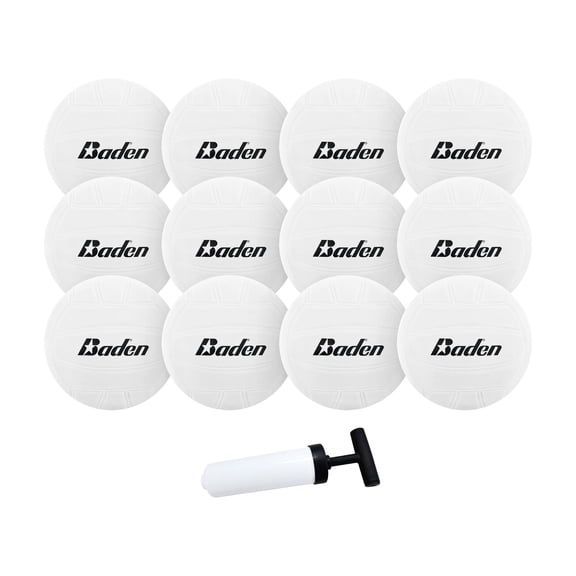 Baden 4 inch Mini Volleyball 12 Pack with Pump - White