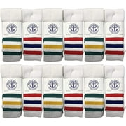 12 Pack of Yacht & Smith 26 Inch Wholesale Women's Tube Socks, Women's Cotton Referee Sport Socks Size 9-11 (White W/Stripes, 12)