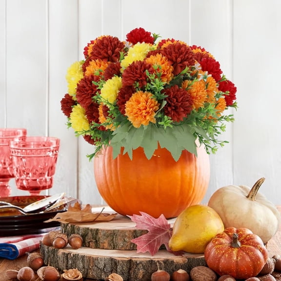 12 Pack with 84 Flower Heads Artificial Chrysanthemum Flowers