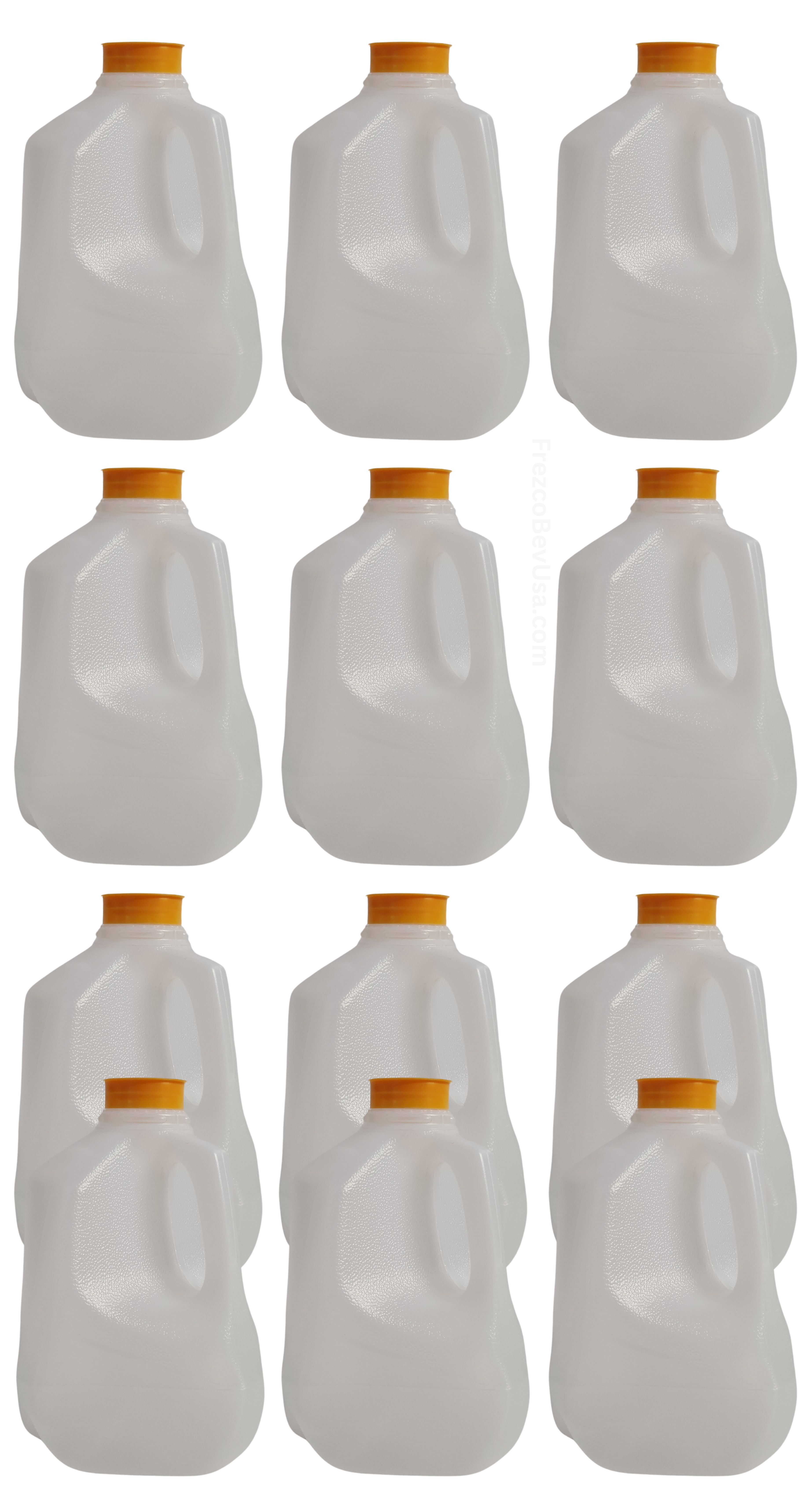 (12 Pack x 32 Oz Ea) Mini Milk Jugs Plastic With Orange Snap On Lid, Empty Milk/Juice Jugs, Use For Milk, Brews, Juice, Teas, Easy Grip Easy Pour Pitcher Elderly ...