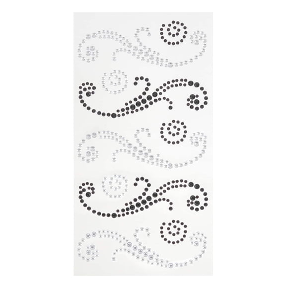 Recollections Black & Silver Rhinestone Flourish Stickers, 12 Packs: 10 ct. (120 total)