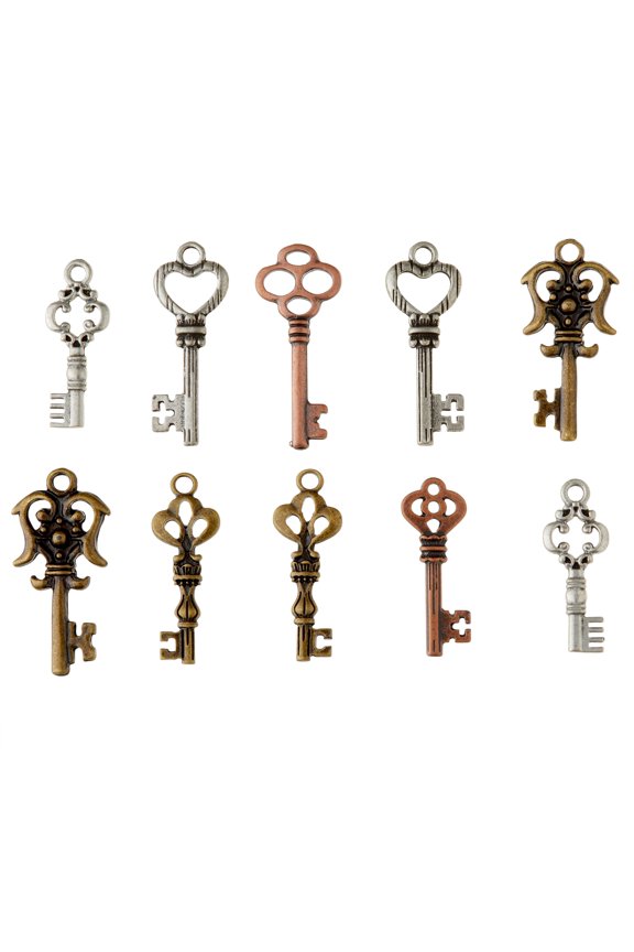 Found Objects Key Charm Assortment, 12 Packs: 10 ct. (120 total)