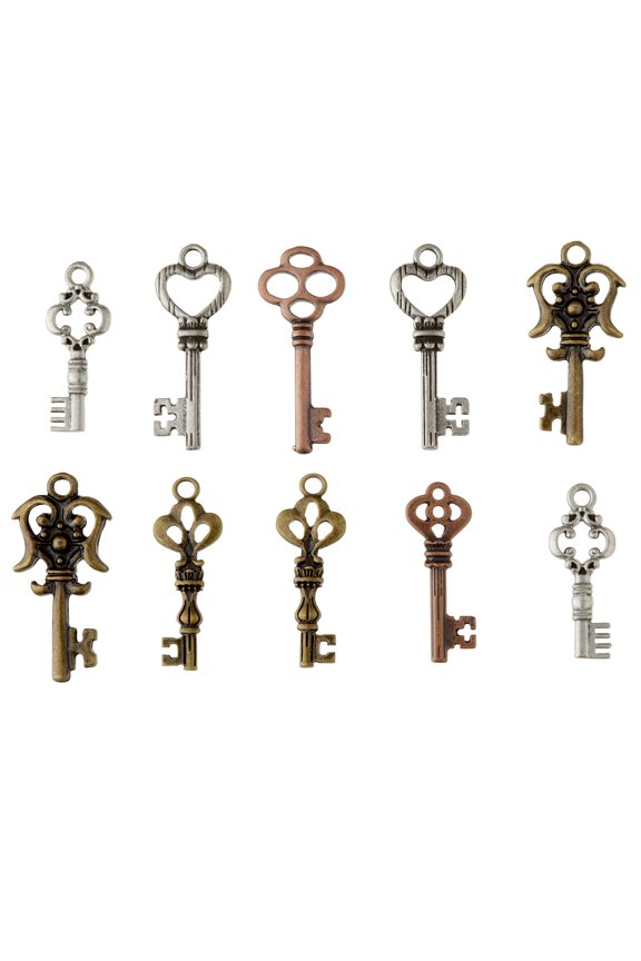 Found Objects Key Charm Assortment, 12 Packs: 10 ct. (120 total)