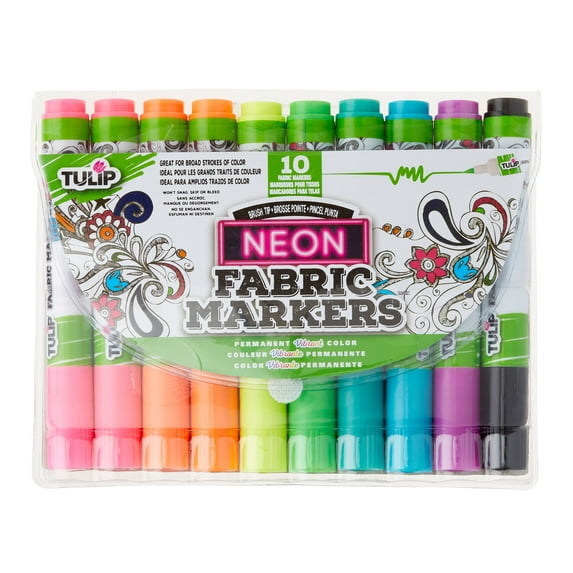 Tulip Fabric Markers Brush Tip Neon, 12 Packs: 10 ct. (120 total)