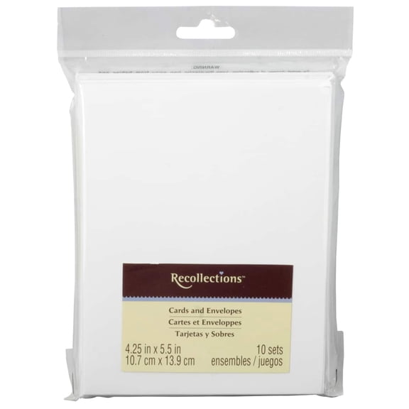 Recollections White Cards & Envelopes, 4.25" x 5.5", 12 Packs: 10 ct. (120 total)