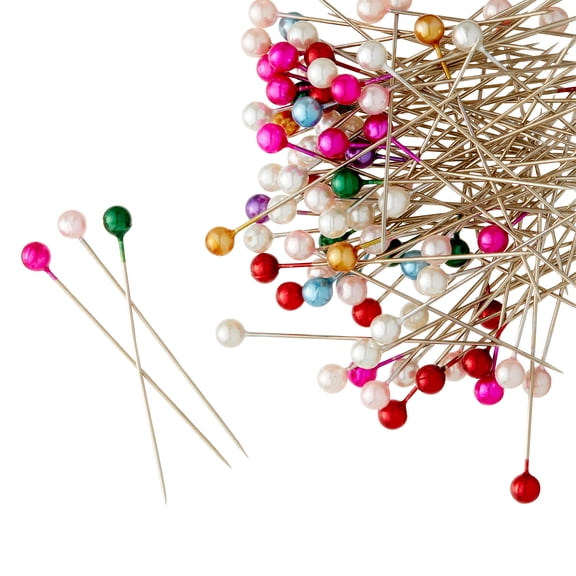 Loops & Threads Multicolor Long Pearlized Pins, 12 Packs: 100 ct. (1,200 total)
