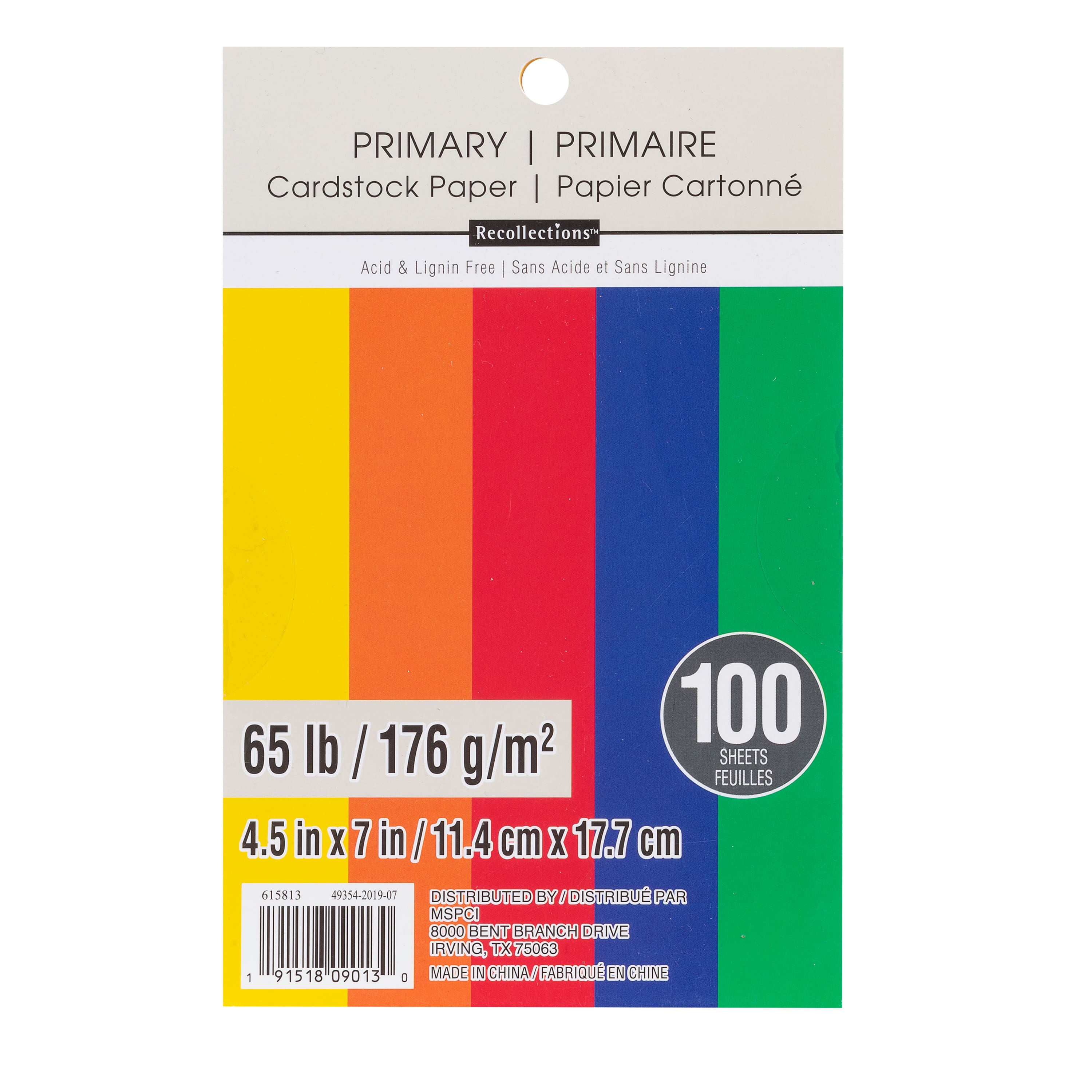 12 Packs: 100 ct. (1,200 total) Primary 4.5 x 7 Cardstock Paper by  Recollections™
