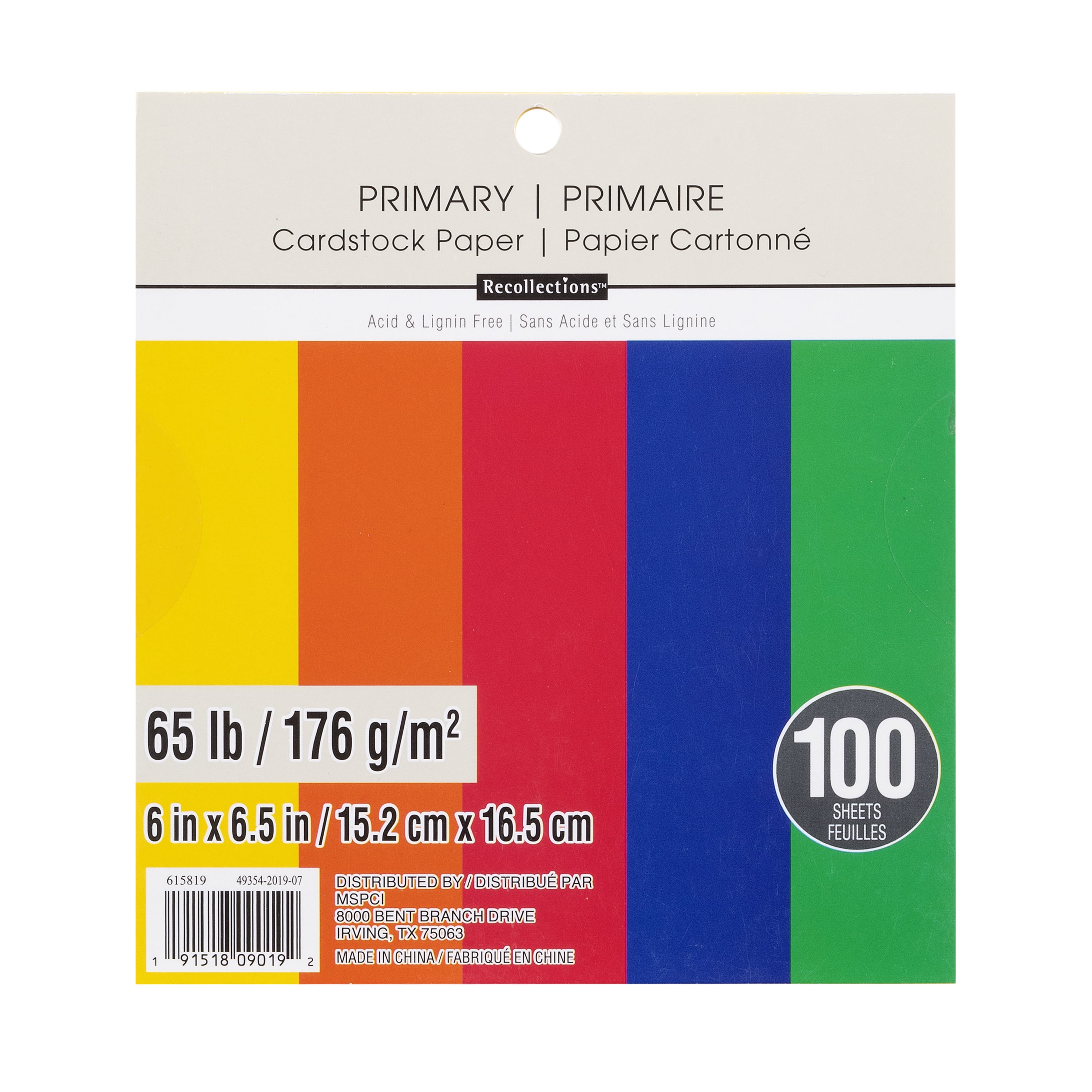 Recollections Primary 6" x 6.5" Cardstock Paper, 12 Packs: 100 ct. (1,200 total)