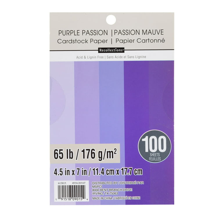 12 Packs: 100 ct. (1,200 total) Purple Passion 4.5 x 7 Cardstock Paper by  Recollections™ 