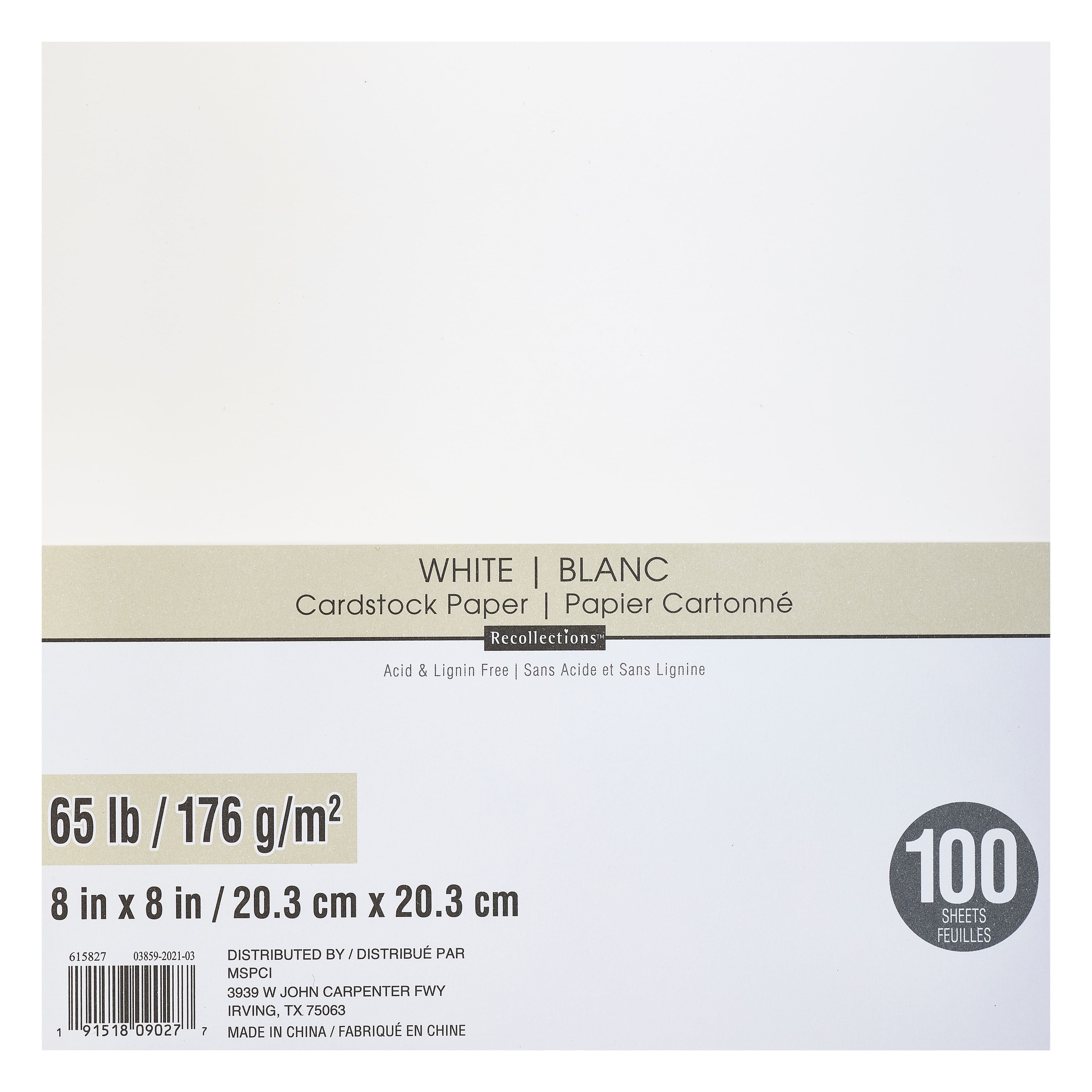 12 Packs 100 ct. (1,200 total) White 8" x 8" Cardstock Paper by