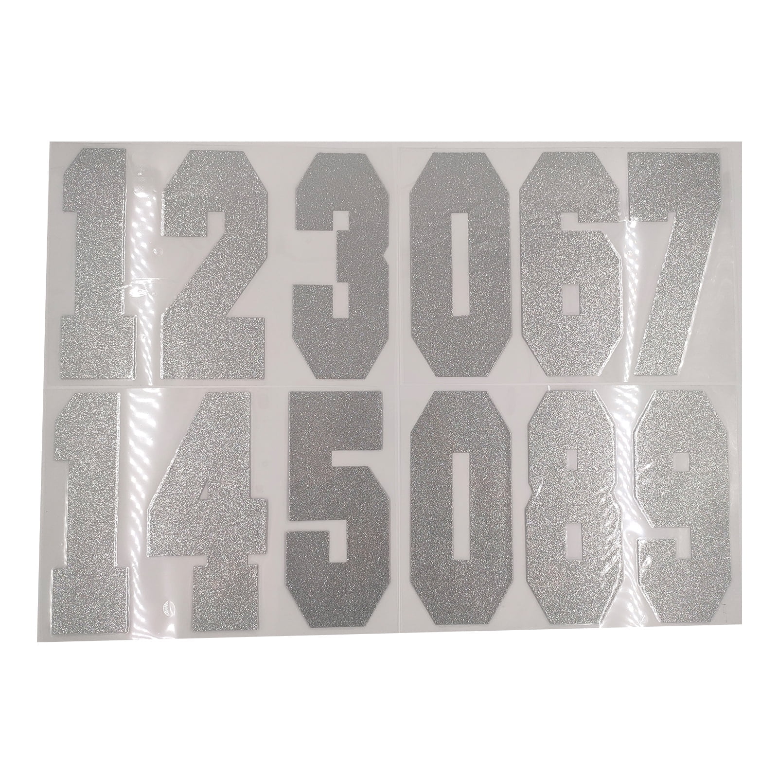 12 Packs: 12 ct. (144 total) 8" Iron-On Silver Glitter Numbers by Make Market