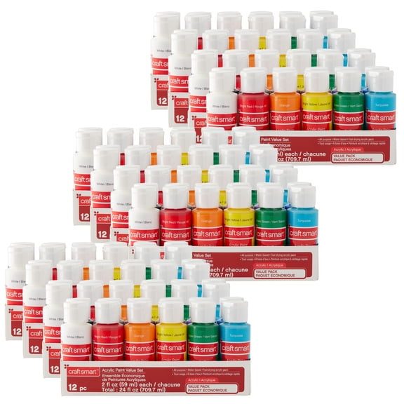 Craft Smart Acrylic Paint Value Pack, 12 Packs: 12 ct. (144 total)