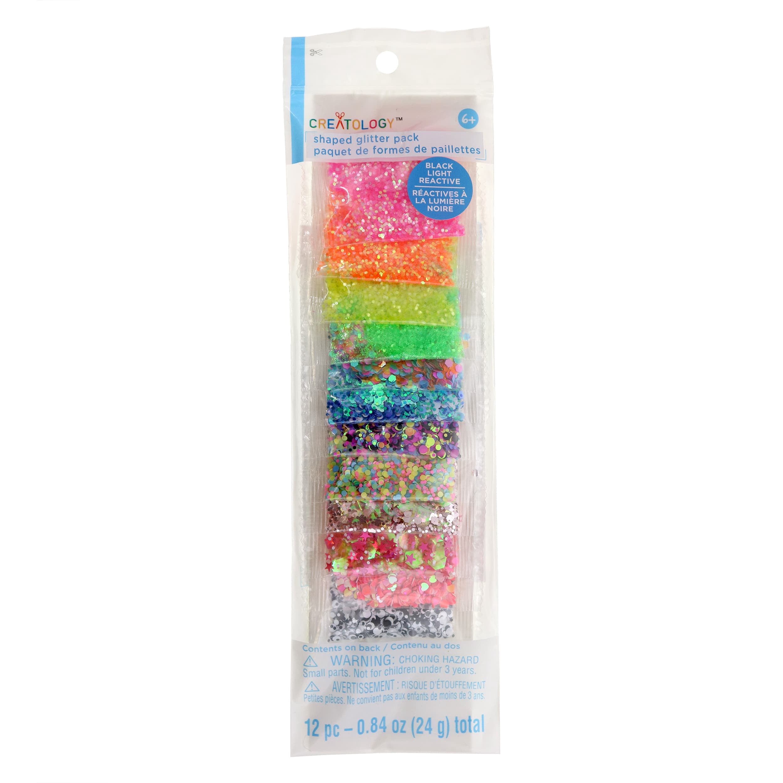 12 Packs: 12 ct. (144 total) Black Light Reactive Shaped Glitter by Creatology