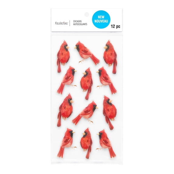 Recollections Cardinal Dimensional Stickers, 12 Packs: 12 ct. (144 total)