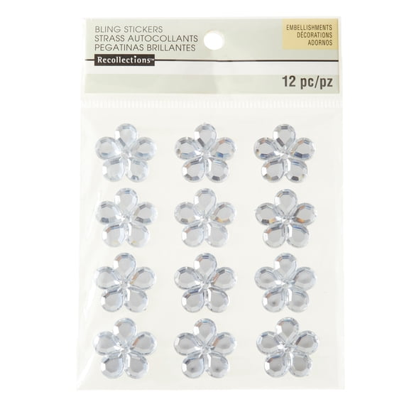 Recollections Clear Flower Rhinestone Stickers, 12 Packs: 12 ct. (144 total)