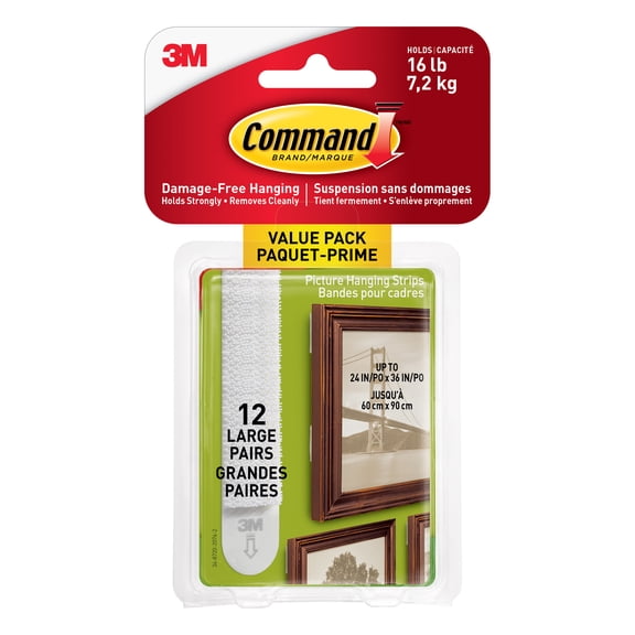 12 Packs: 12 ct. (144 total) Command White Large Picture Hanging Strips