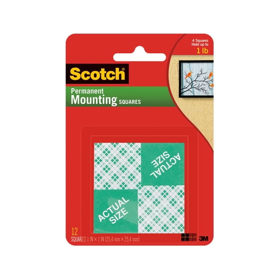 Scotch White Permanent Mounting Tape Squares, 12 Packs: 12 ct. (144 total)