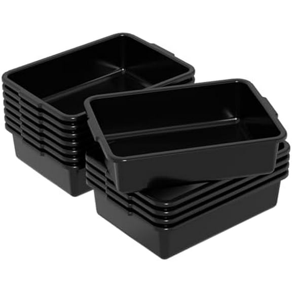 12 Packs 13 L Black Commercial Dish Bin, Plastic Restaurant Bus Tubs, Small Wash Basin$$Storage