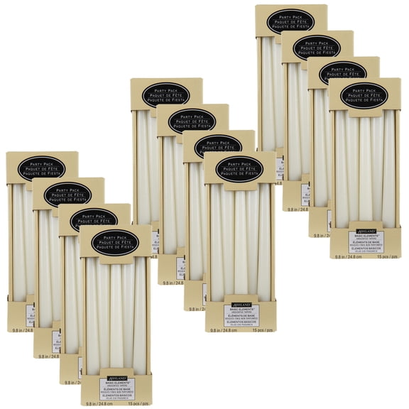 12 Packs: 15 ct. (180 total) 10" White Taper Candles by Ashland