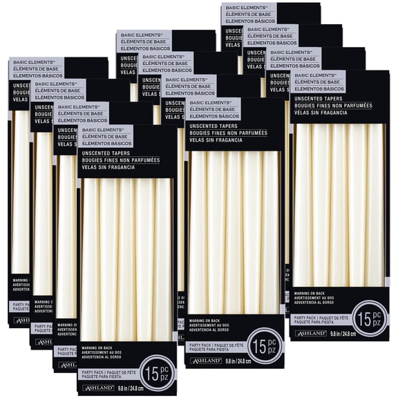 12 Packs: 15 ct. (180 total) Basic Elements 10" Ivory Taper Candles by Ashland