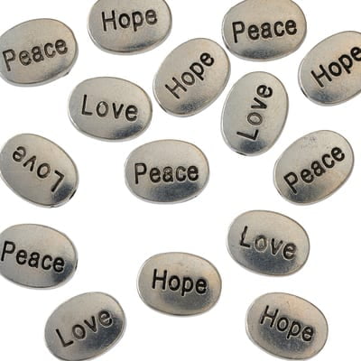 Bead Landing Silver Metal Word Beads, 18mm, 12 Packs: 15 ct. (180 total)
