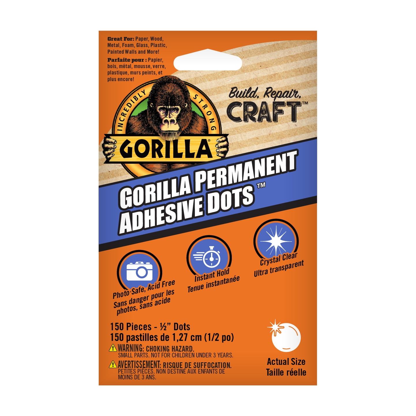 Gorilla Permanent Adhesive Dots, 12 Packs: 150 ct. (1,800 total)