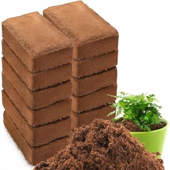 12 Packs 17 lb Coco Coir Organic Brick for Plants, 100% Natural Coconut Coir Pith, Compressed Coco Bricks, Coco Fiber for Soilless Gardening, High Nutrition Coconut Soil Coco Fiber$$Garden & Patio