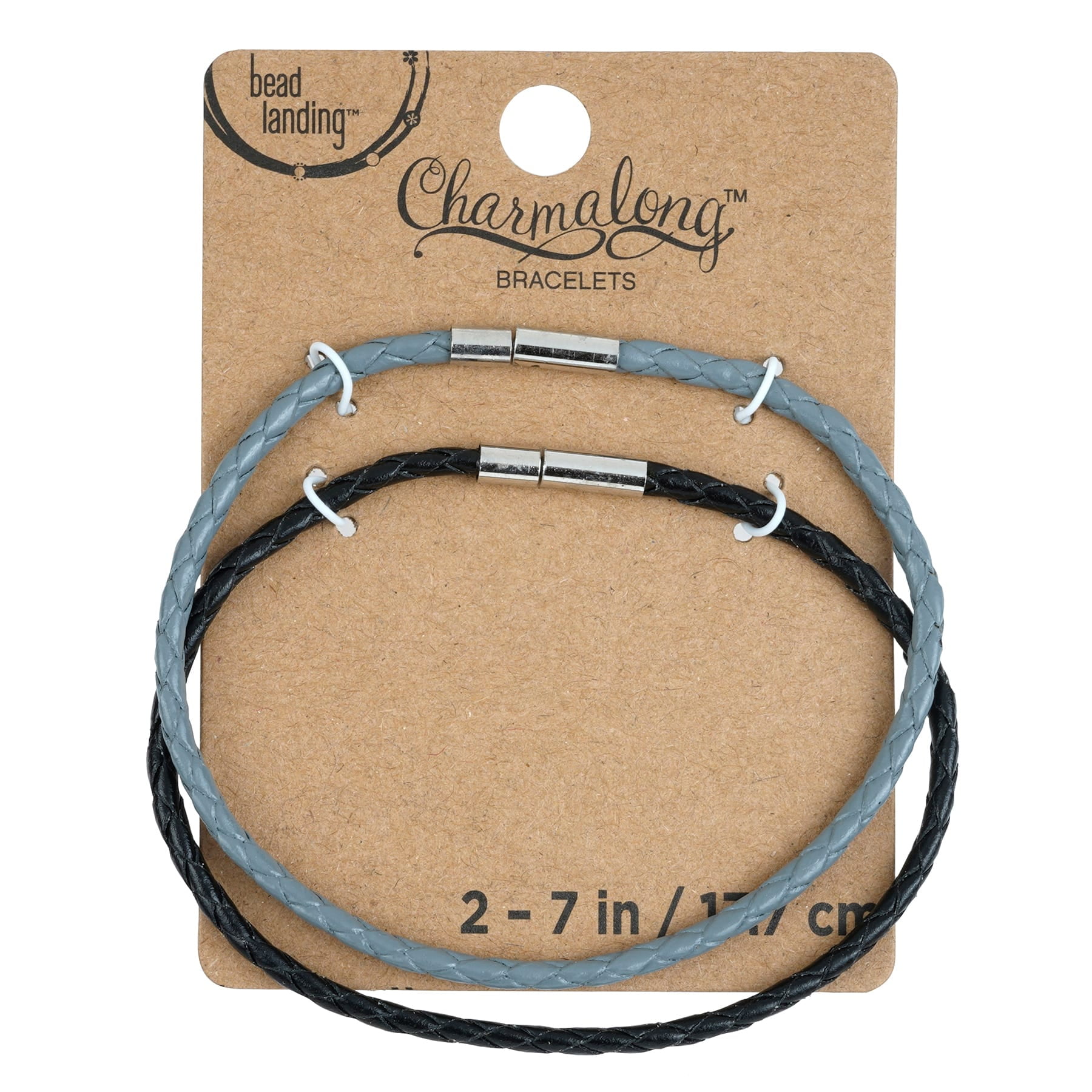 12 Packs 2 ct. (24 total) Charmalong™ Black & Grey Bracelets by Bead
