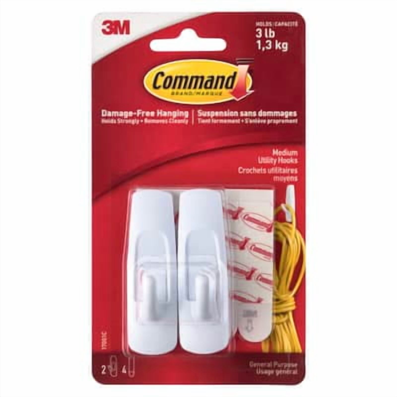 Command White Utility Hooks, 12 Packs: 2 ct. (24 total)