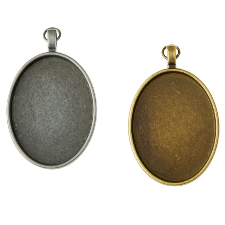 12 Packs 2 ct. 24 Total found Objects Silver Gold Oval Frame Pendants by Bead Landing Women s Size 3.75 x 0.5 x 2.75