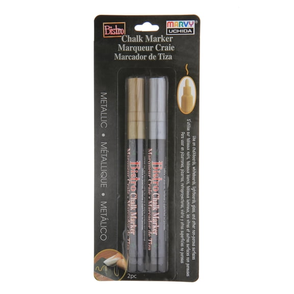 12 Packs: 2 ct. (24 total) Marvy Uchida Bistro Fine Point Metallic Chalk Markers